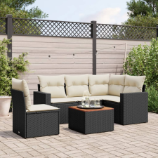 vidaXL 6 részes fekete polyrattan kerti ülőgarnitúra párnákkal kerti bútor