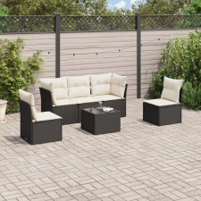vidaXL 6 részes fekete polyrattan kerti ülőgarnitúra párnákkal kerti bútor