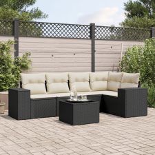 vidaXL 6 részes fekete polyrattan kerti ülőgarnitúra párnákkal kerti bútor