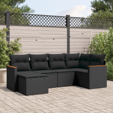 vidaXL 6 részes fekete polyrattan kerti ülőgarnitúra párnákkal kerti bútor