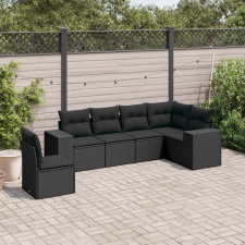 vidaXL 6 részes fekete polyrattan kerti ülőgarnitúra párnákkal kerti bútor