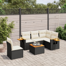 vidaXL 6 részes fekete polyrattan kerti ülőgarnitúra párnákkal kerti bútor