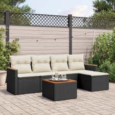 vidaXL 6 részes fekete polyrattan kerti ülőgarnitúra párnákkal kerti bútor