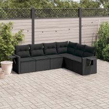 vidaXL 6 részes fekete polyrattan kerti ülőgarnitúra párnákkal kerti bútor