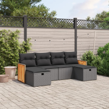 vidaXL 6 részes fekete polyrattan kerti ülőgarnitúra párnákkal kerti bútor