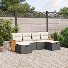 vidaXL 6 részes fekete polyrattan kerti ülőgarnitúra párnákkal kerti bútor
