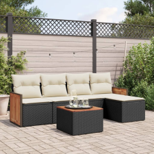 vidaXL 6 részes fekete polyrattan kerti ülőgarnitúra párnákkal kerti bútor