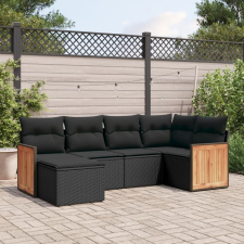 vidaXL 6 részes fekete polyrattan kerti ülőgarnitúra párnákkal kerti bútor