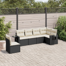 vidaXL 6 részes fekete polyrattan kerti ülőgarnitúra párnákkal kerti bútor