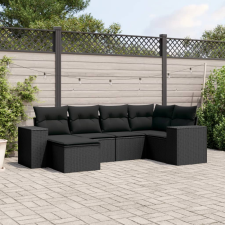 vidaXL 6 részes fekete polyrattan kerti ülőgarnitúra párnákkal kerti bútor