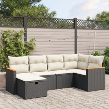 vidaXL 6 részes fekete polyrattan kerti ülőgarnitúra párnákkal kerti bútor
