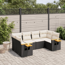 vidaXL 6 részes fekete polyrattan kerti ülőgarnitúra párnákkal kerti bútor