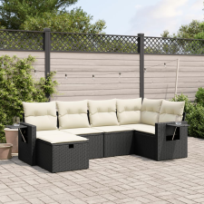 vidaXL 6 részes fekete polyrattan kerti ülőgarnitúra párnákkal kerti bútor