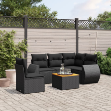 vidaXL 6 részes fekete polyrattan kerti ülőgarnitúra párnákkal kerti bútor