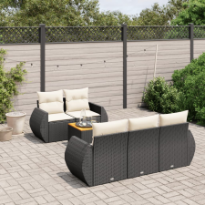 vidaXL 6 részes fekete polyrattan kerti ülőgarnitúra párnákkal kerti bútor