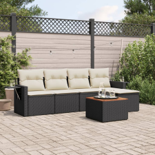 vidaXL 6 részes fekete polyrattan kerti ülőgarnitúra párnákkal kerti bútor