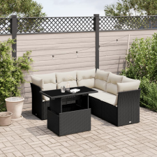 vidaXL 6 részes fekete polyrattan kerti ülőgarnitúra párnákkal kerti bútor