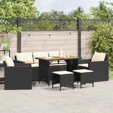 vidaXL 6 részes fekete polyrattan kerti ülőgarnitúra párnákkal kerti bútor