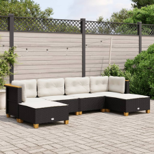 vidaXL 6 részes fekete polyrattan kerti ülőgarnitúra párnákkal kerti bútor