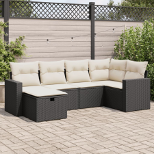 vidaXL 6 részes fekete polyrattan kerti ülőgarnitúra párnákkal kerti bútor
