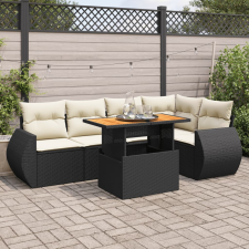 vidaXL 6 részes fekete polyrattan kerti ülőgarnitúra párnákkal kerti bútor