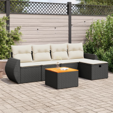 vidaXL 6 részes fekete polyrattan kerti ülőgarnitúra párnákkal kerti bútor