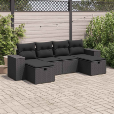 vidaXL 6 részes fekete polyrattan kerti ülőgarnitúra párnákkal kerti bútor