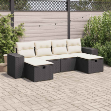 vidaXL 6 részes fekete polyrattan kerti ülőgarnitúra párnákkal kerti bútor