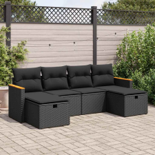 vidaXL 6 részes fekete polyrattan kerti ülőgarnitúra párnákkal kerti bútor