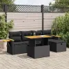 vidaXL 6 részes fekete polyrattan kerti ülőgarnitúra párnákkal