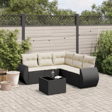 vidaXL 6 részes fekete polyrattan kerti ülőgarnitúra párnákkal kerti bútor