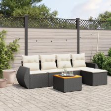 vidaXL 6 részes fekete polyrattan kerti ülőgarnitúra párnákkal kerti bútor