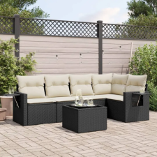 vidaXL 6 részes fekete polyrattan kerti ülőgarnitúra párnákkal kerti bútor