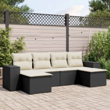 vidaXL 6 részes fekete polyrattan kerti ülőgarnitúra párnákkal kerti bútor