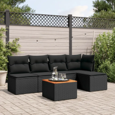 vidaXL 6 részes fekete polyrattan kerti ülőgarnitúra párnákkal kerti bútor