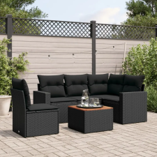 vidaXL 6 részes fekete polyrattan kerti ülőgarnitúra párnákkal kerti bútor