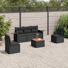 vidaXL 6 részes fekete polyrattan kerti ülőgarnitúra párnákkal kerti bútor