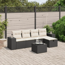 vidaXL 6 részes fekete polyrattan kerti ülőgarnitúra párnákkal kerti bútor