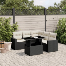 vidaXL 6 részes fekete polyrattan kerti ülőgarnitúra párnákkal kerti bútor