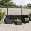 vidaXL 6 részes fekete polyrattan kerti ülőgarnitúra párnákkal