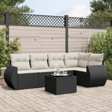 vidaXL 6 részes fekete polyrattan kerti ülőgarnitúra párnákkal kerti bútor