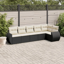 vidaXL 6 részes fekete polyrattan kerti ülőgarnitúra párnákkal kerti bútor