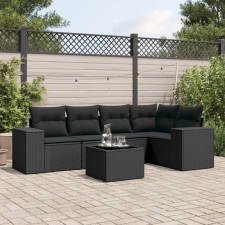 vidaXL 6 részes fekete polyrattan kerti ülőgarnitúra párnákkal kerti bútor