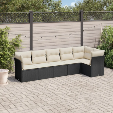 vidaXL 6 részes fekete polyrattan kerti ülőgarnitúra párnákkal kerti bútor