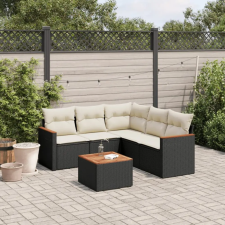 vidaXL 6 részes fekete polyrattan kerti ülőgarnitúra párnákkal kerti bútor