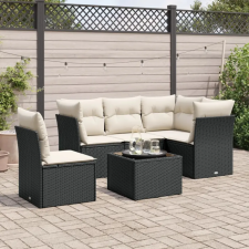 vidaXL 6 részes fekete polyrattan kerti ülőgarnitúra párnákkal kerti bútor