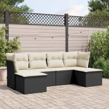 vidaXL 6 részes fekete polyrattan kerti ülőgarnitúra párnákkal kerti bútor