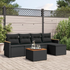 vidaXL 6 részes fekete polyrattan kerti ülőgarnitúra párnákkal kerti bútor