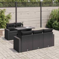 vidaXL 6 részes fekete polyrattan kerti ülőgarnitúra párnákkal kerti bútor