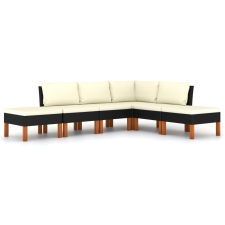 vidaXL 6 részes fekete polyrattan kerti ülőgarnitúra párnákkal (3059735) kerti bútor